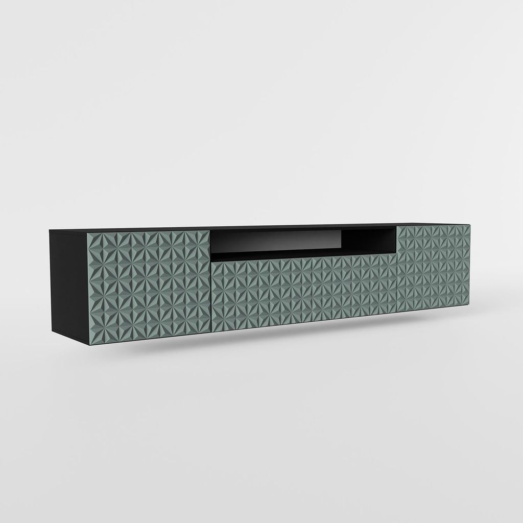 MEBLINI TV-Schrank 200cm Lang - Fernsehschrank - TV Lowboard Industrial - Unterschrank für Fernseher - TV-Unterschrank - TV-Schrank - Hängeschran...