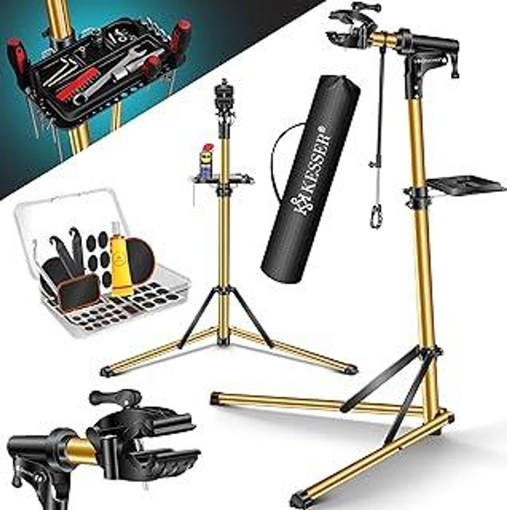 KESSERFahrradmontageständer Profi Alu Reparaturständer für Fahrräder Mountainbikes E-Bikes Schwerlast-Montageständer Fahrradständer 360° dre...