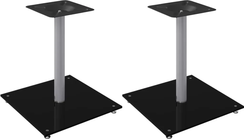 vidaXL Pied de haut-parleur 2 pcs noir et argent en verre trempé 1 colonne
