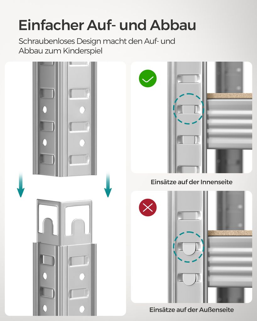 SONGMICS 2er Set, Lagerregal mit 5 Regalböden, 200 x 100 x Produktbild 5