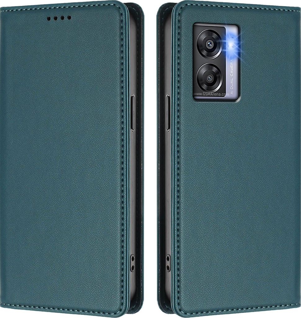 Handyhülle für Oppo K10 5G, Kunstleder Klapphülle Stoßfeste Magnetische Hülle mit Ständer Grün