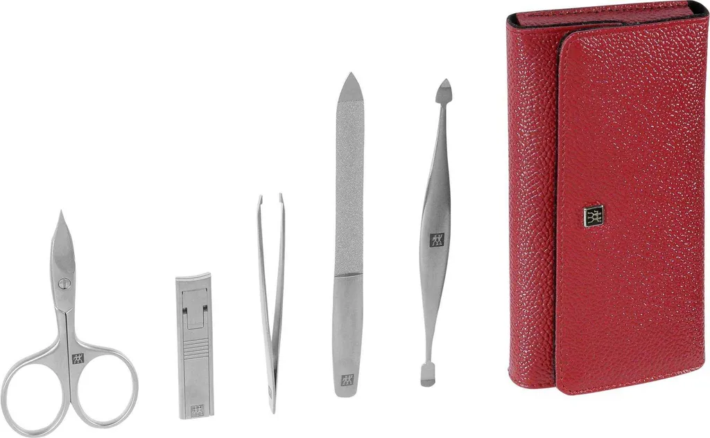 ZWILLING Twinox Kit Manucure Haute Précision 5 pcs en Cuir Rouge