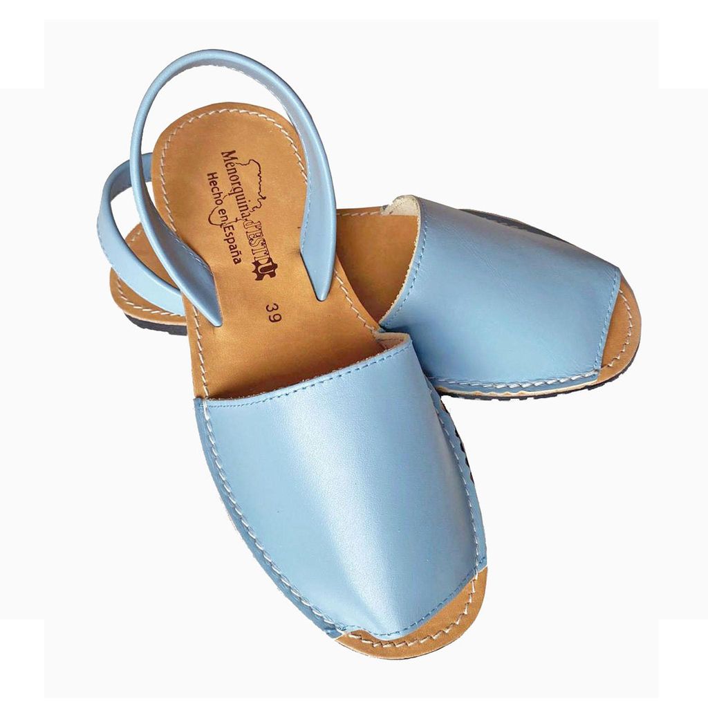 Avarcas Minorquine Sandalen, Uni, Naturleder, Himmelblau, 40 EU