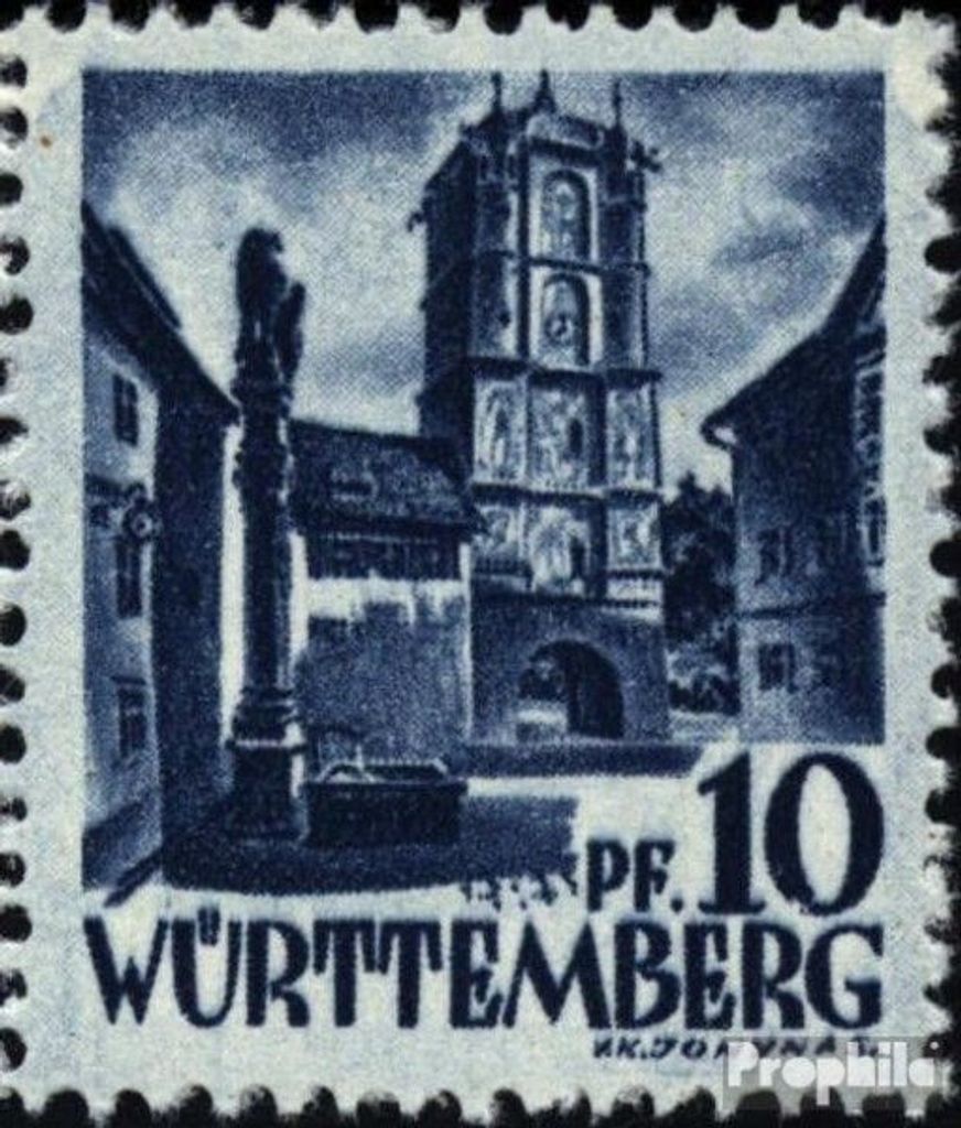 Briefmarken Franz. Zone-Württemberg 1947 Mi 3I,0 beschädigt (Feld 44) postfrisch Persönlichkeiten und Ansichten (I)