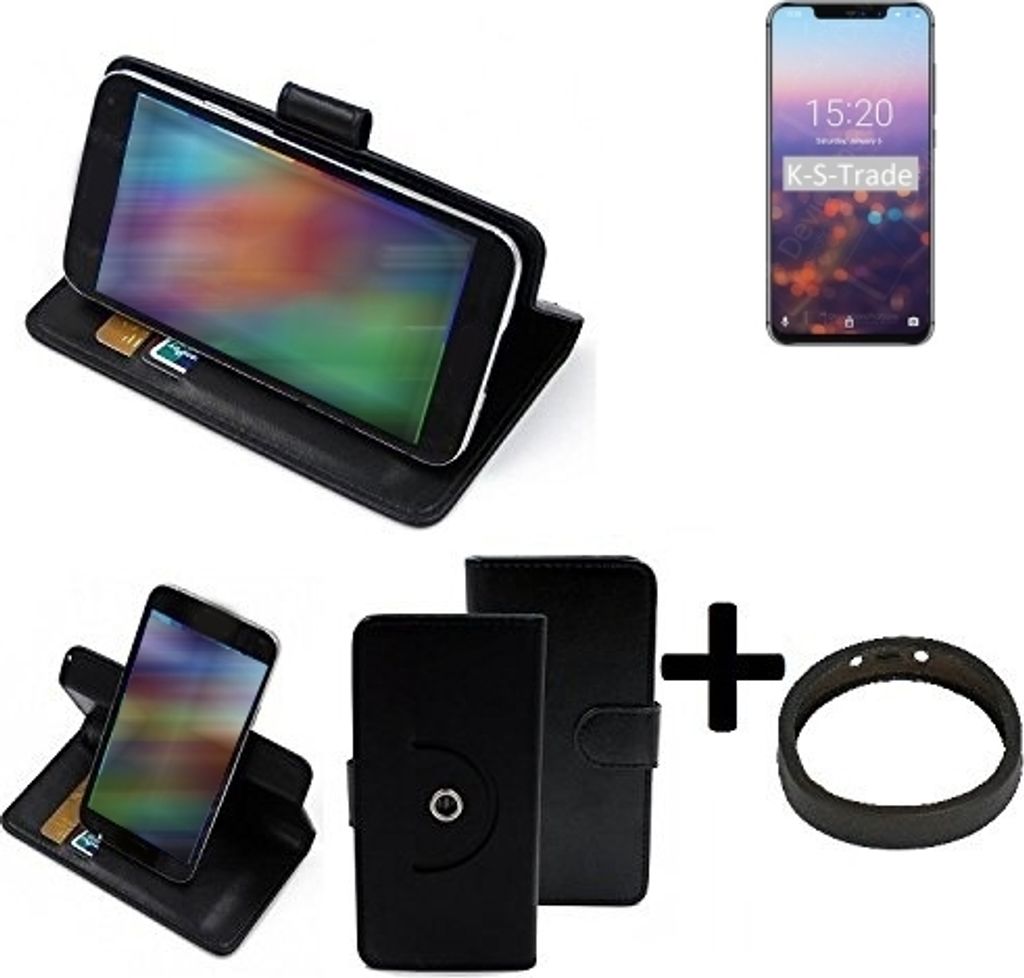 K-S-Trade Case Schutz Hülle kompatibel mit UMIDIGI Z2 Pro + Bumper Handy Hülle Flipcase Smartphone Cover Handy Schutz Tasche Walletcase schwarz