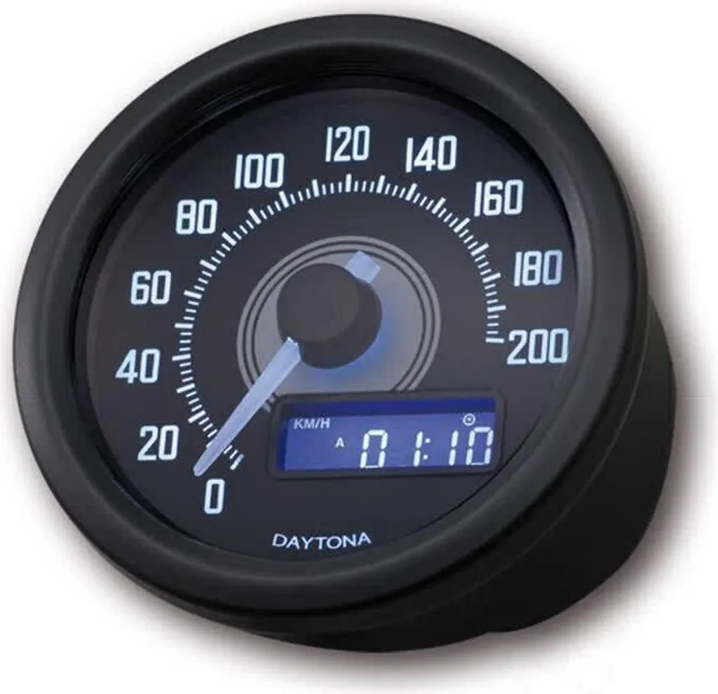 Compte-tours étanche noir 60mm Daytona aiguille précise pour moto