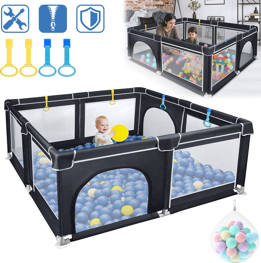 UISEBRT Parc bébé 150 x 180 cm, Antidérapant avec sac à Image du produit 