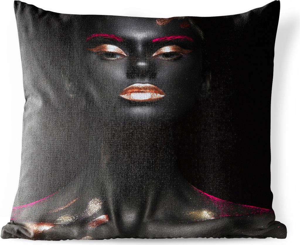 MuchoWow Outdoor Kissen - Frau - Kupfer - Rosa - 60x60 cm - Wetterfest - Lounge Kissen - Dekoration - Schlaf Kissen