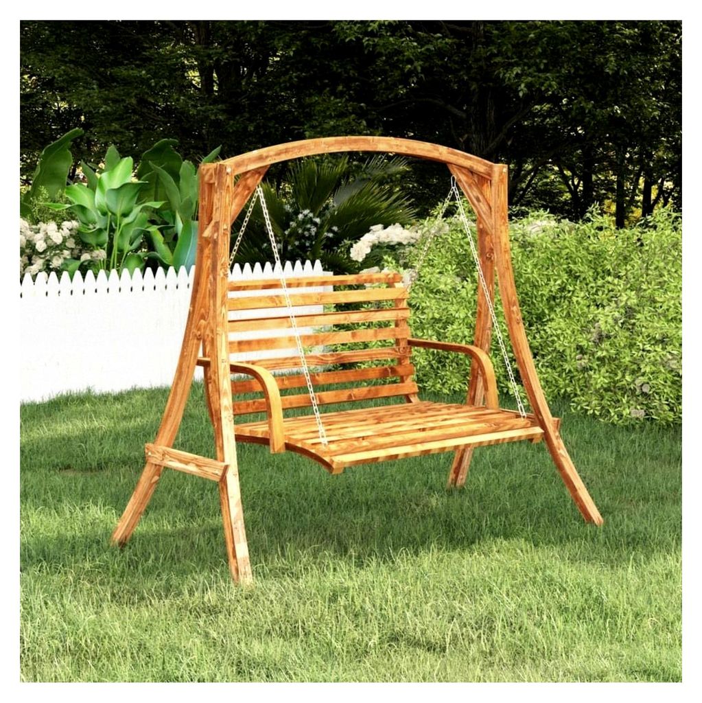 Schaukelrahmen aus massivem Holz mit gebogenem Design und Teakholz-Finish