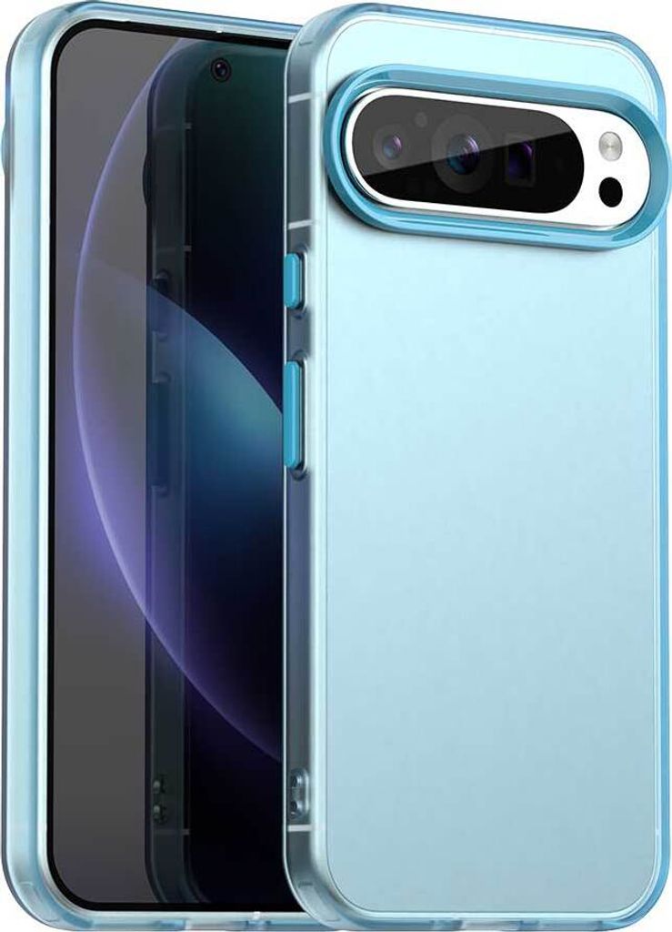 Handyhülle für Google Pixel 9 Pro XL Schlank Durchscheinend Matt Stoßfest Schutzhülle Blau