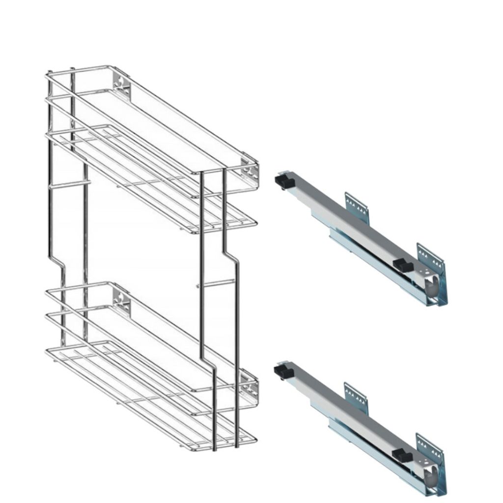 Unterschrankauszug 2 Etage Küchenauszug Schrankauszug mit Softclose für Schränke: 200 mm – Rechts