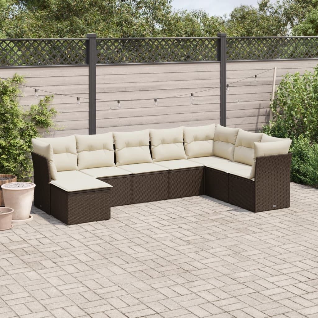 Maison Exclusive - 8-tlg. Garten-Sofagarnitur mit Kissen Braun Poly Rattan