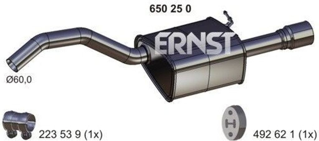 ERNST 650250 Endschalldämpfer für VOLVO V70 III (135) Auspuff