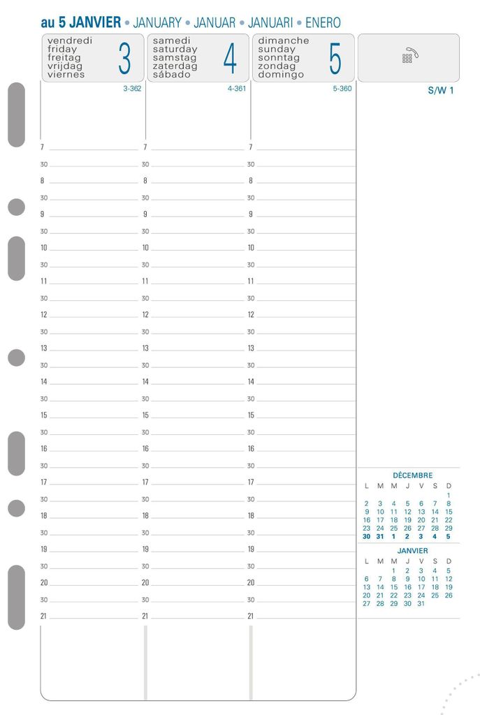 Kalender 1 Woche 2 Seiten senkrecht 2027 Produktbild 