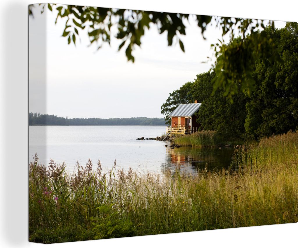 OneMillionCanvasses - Leinwandbilder - 140x90 cm, Sauna am Meer in Finnland in Skandinavien, Wandbilder Kunstdruck Wanddekoration