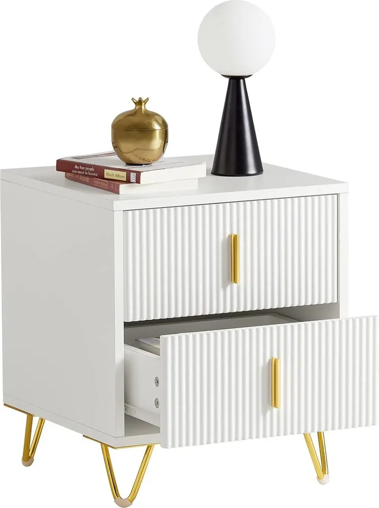 Petite Table de Chambre pour Salon - Table de Nuit 2 Tiroirs Pratique