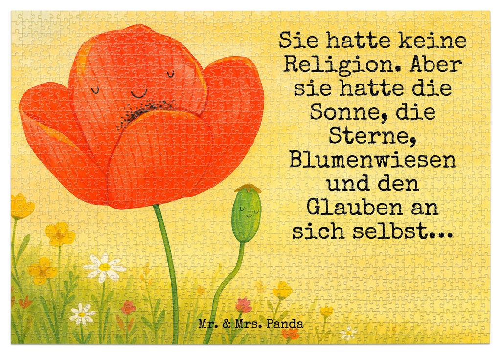 Mr. & Mrs. Panda Puzzle Blume Mohnblume Design 1500 Teile - Weiß - Geschenk, Motivation, 1000, Selbstliebe, Garten, Puzzlespiel, 500, Mohn, 300, G...