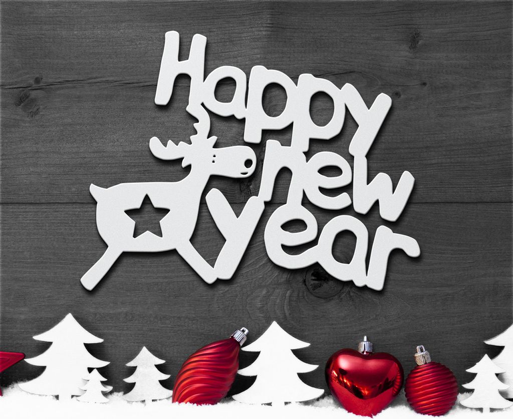 New Year Schild Weihnachtsdeko Gartendeko Innen Außen Wand Produktbild 