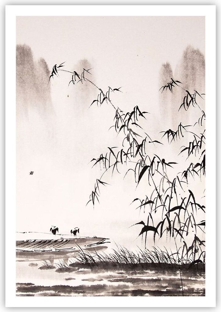 Poster - Poster ohne Rahmen - Bambus schwarz China - 70x100 cm - Wand Bild - Wanddeko - Wandbilder - Kunstposter - Wandposter - Bilder - Kunstdruck...