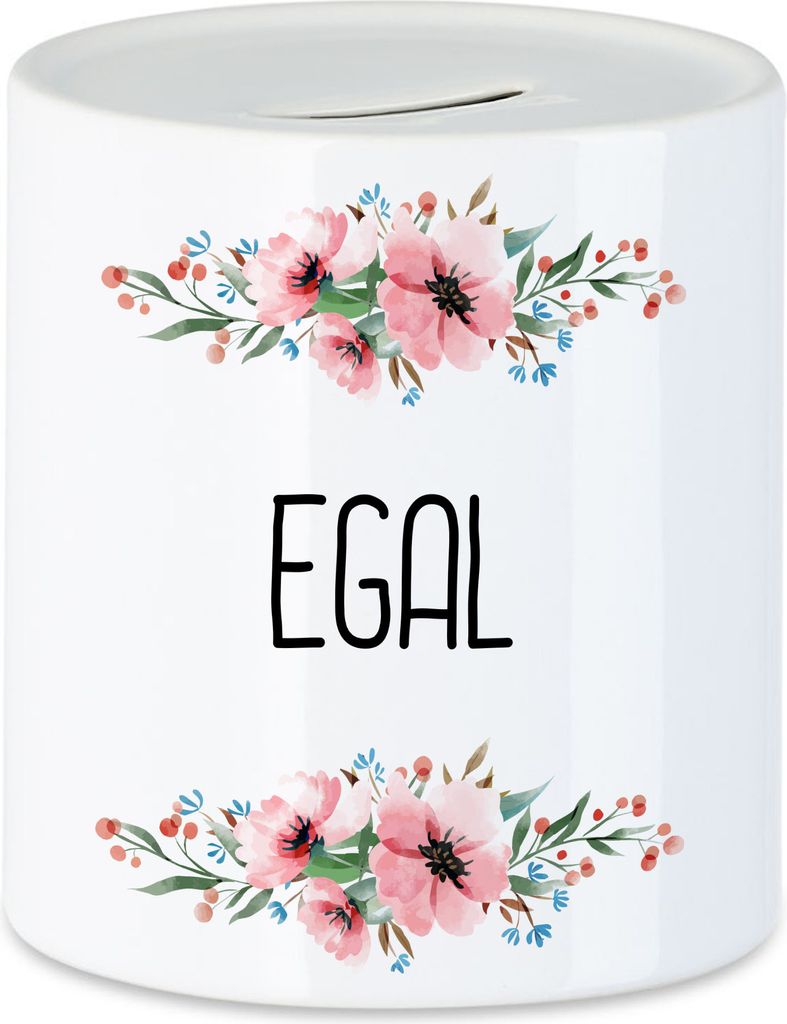 Spardose mit Spruch Egal lustig sarkastisch humorvoll Tasse mit Blumen Motiv Geschenk