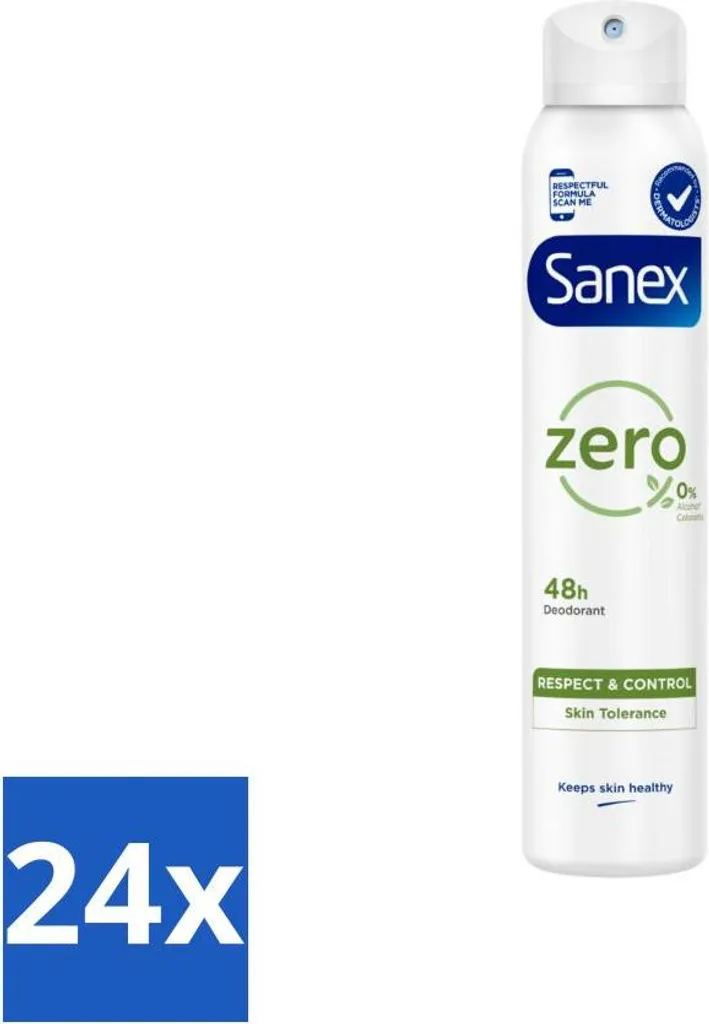 Sanex Spray Deodorante Zero% 200ml - Pelle Normale - Pacco da 24