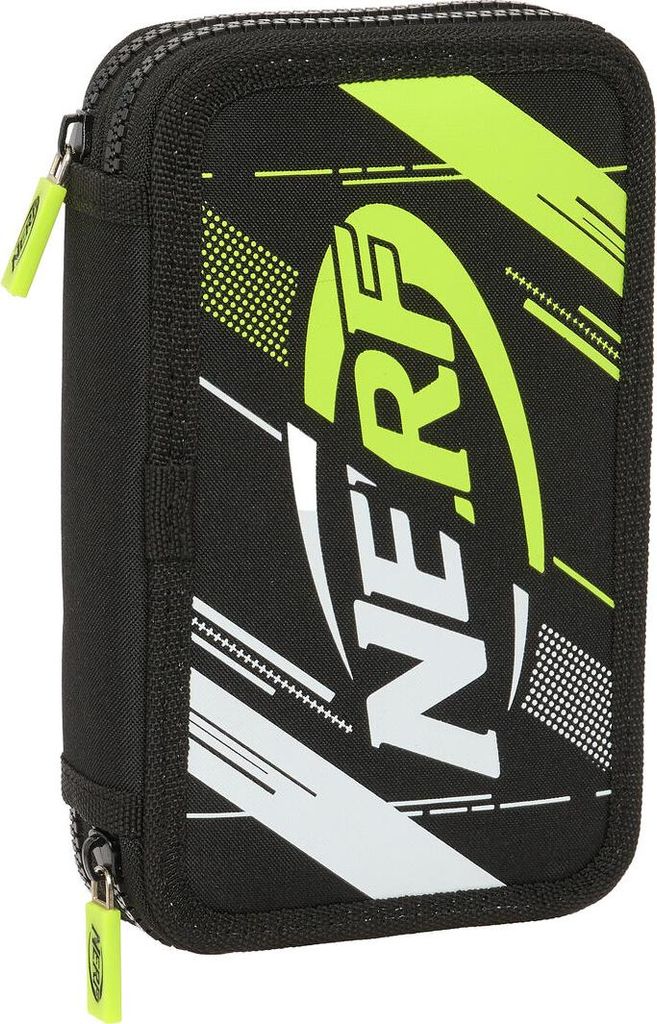 Doppel-Federtasche Nerf Get ready Schwarz 12.5 x 19.5 x 4 cm (28 Stücke)