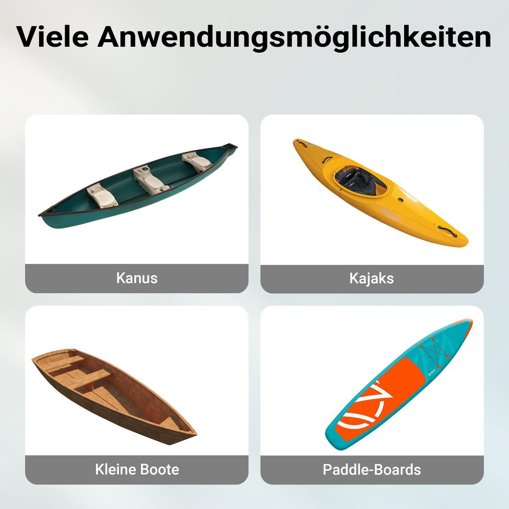 Carrello Pieghevole Per Kayak E Canoa In Alluminio - Ruote Piene In Schiuma, Portata 80 Kg, Leggero 1,3 Kg, Con Cinghia, Per Trasporto Imbarcazioni - 2