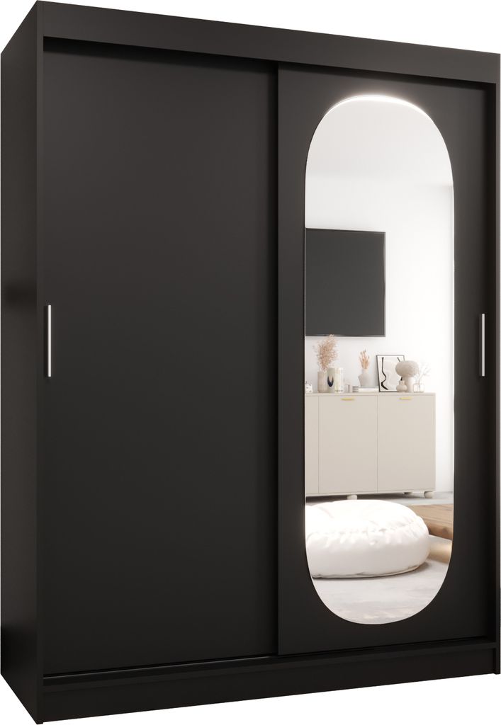 MEBLE KRYSPOL ROYAL 150 Kleiderschrank mit zwei Schiebetüren für Schlafzimmer – moderner Aufbewahrungsschrank mit Kleiderstange und Regalen –...