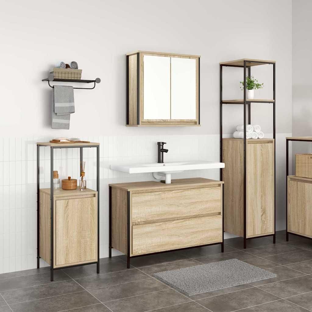Best Möbel Badezimmermöbel Set 3 pcs Sonoma-Eiche 90 x 34,5 x 60 cm - Spiegelschränke CL4715246 3parcel