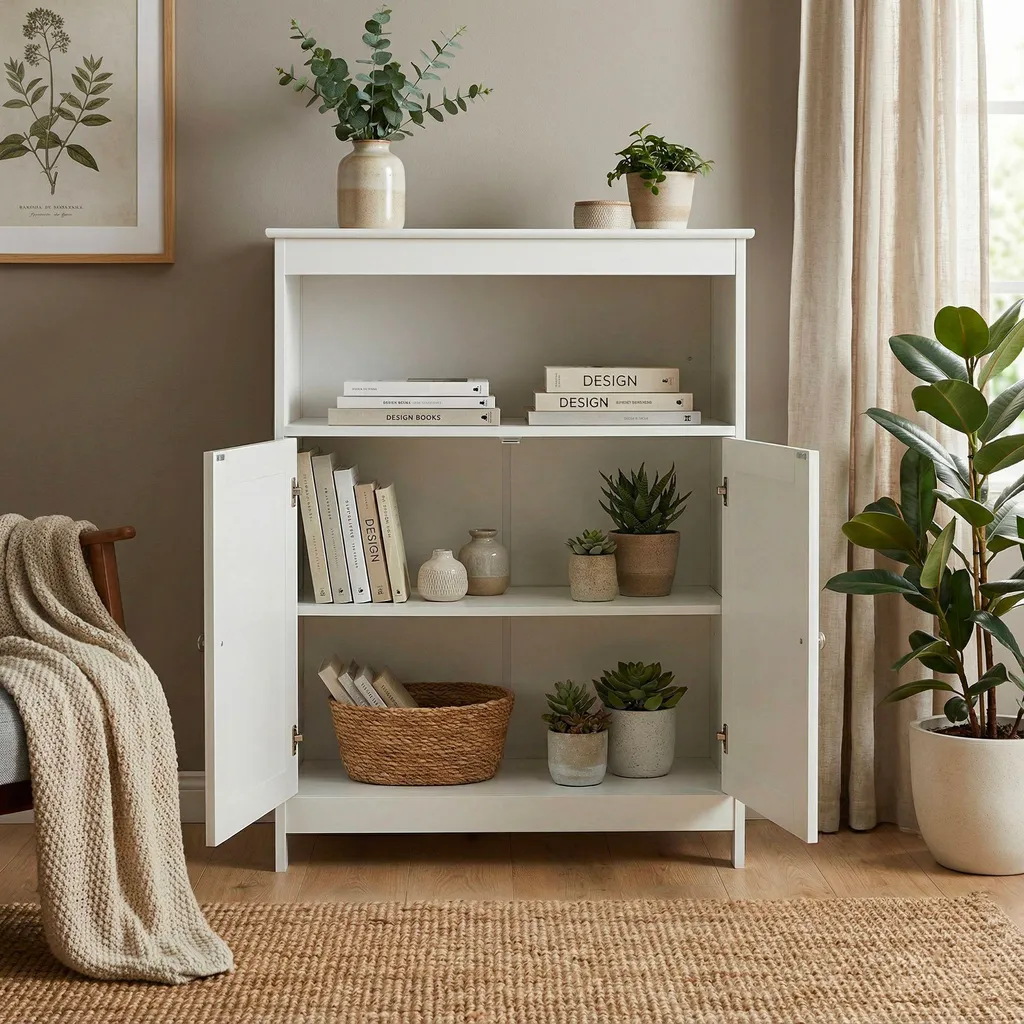 Étagère étroite en cannage de rotin pour aménagement intérieur