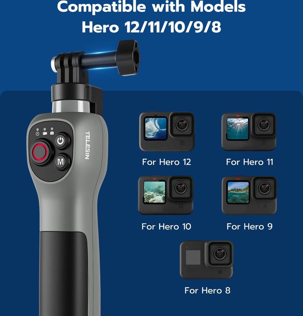 18~49cm Telescopische Waterdichte Selfiestick voor GoPro