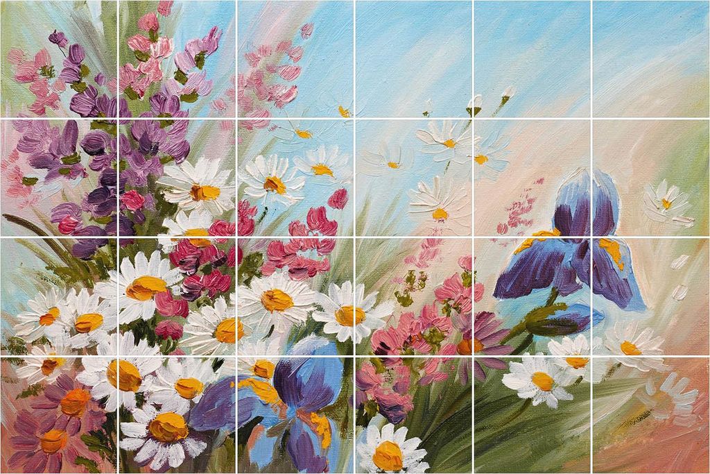 Fliesenaufkleber 20x20 cm – 24 Stück – Selbstklebend – Wasserfest – Pflegeleicht – Hitzebeständig – Für Küche & Bad – Ein Blumens...