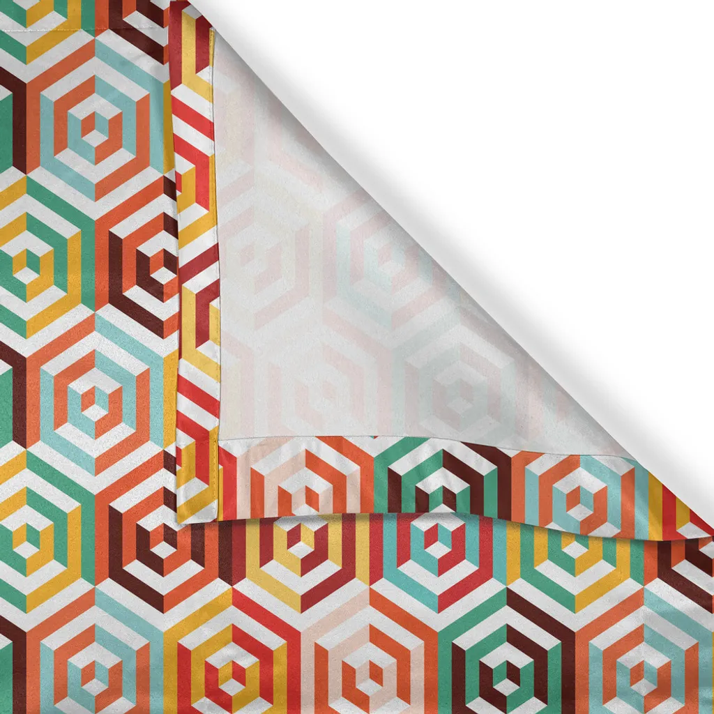 Rideau géométrique orange 280x175cm pour masquer le vis-à-vis déco
