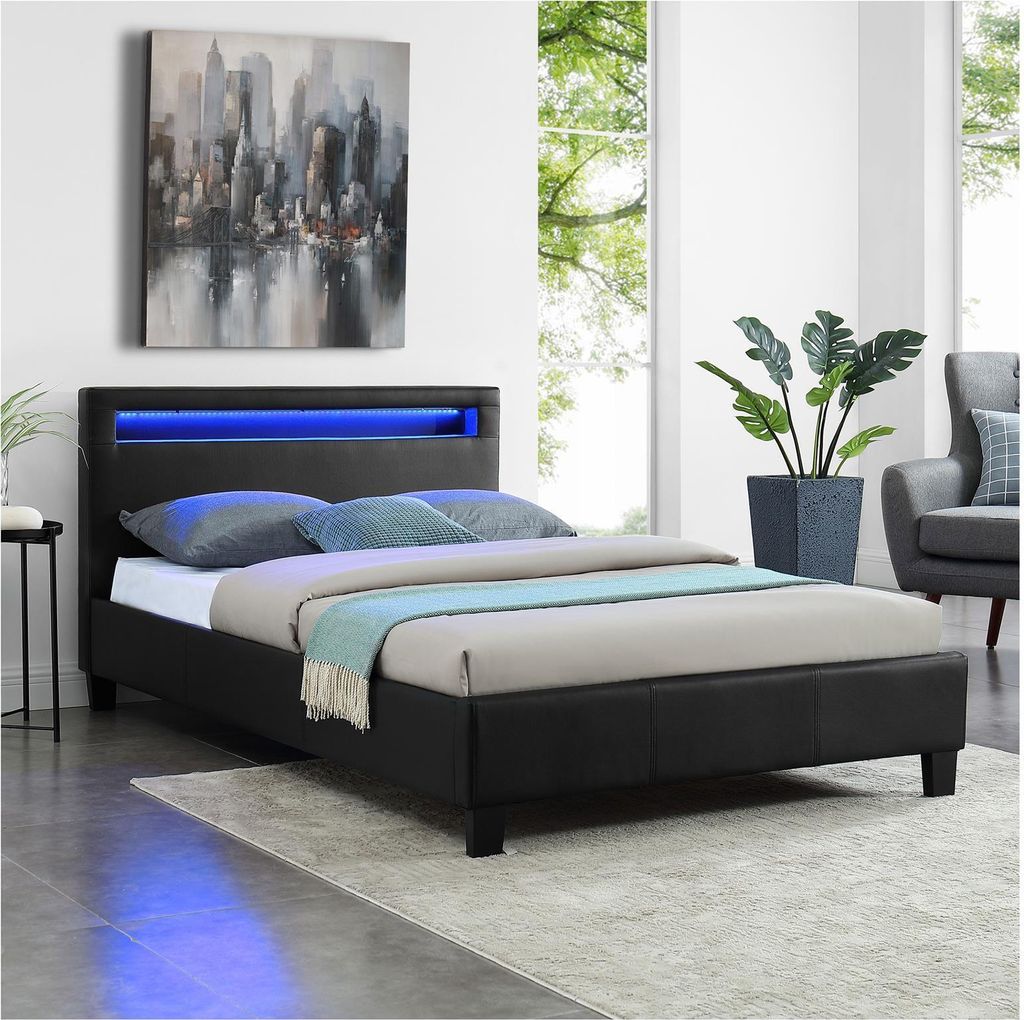 Polsterbett MIRASOL 120x200 cm, Schwarz - Einzelbett mit Produktbild 