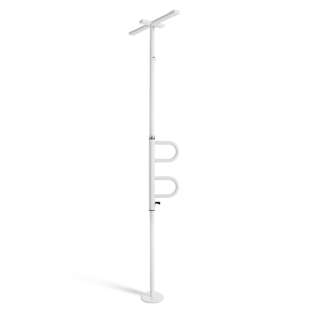 M MCombo Sicherheitsstange 205-300CM Höhenverstellbar, mit 2 Haltegriffen Drehbar, Senioren & Toilette 136kg Tragbar TD01CW (Weiß)