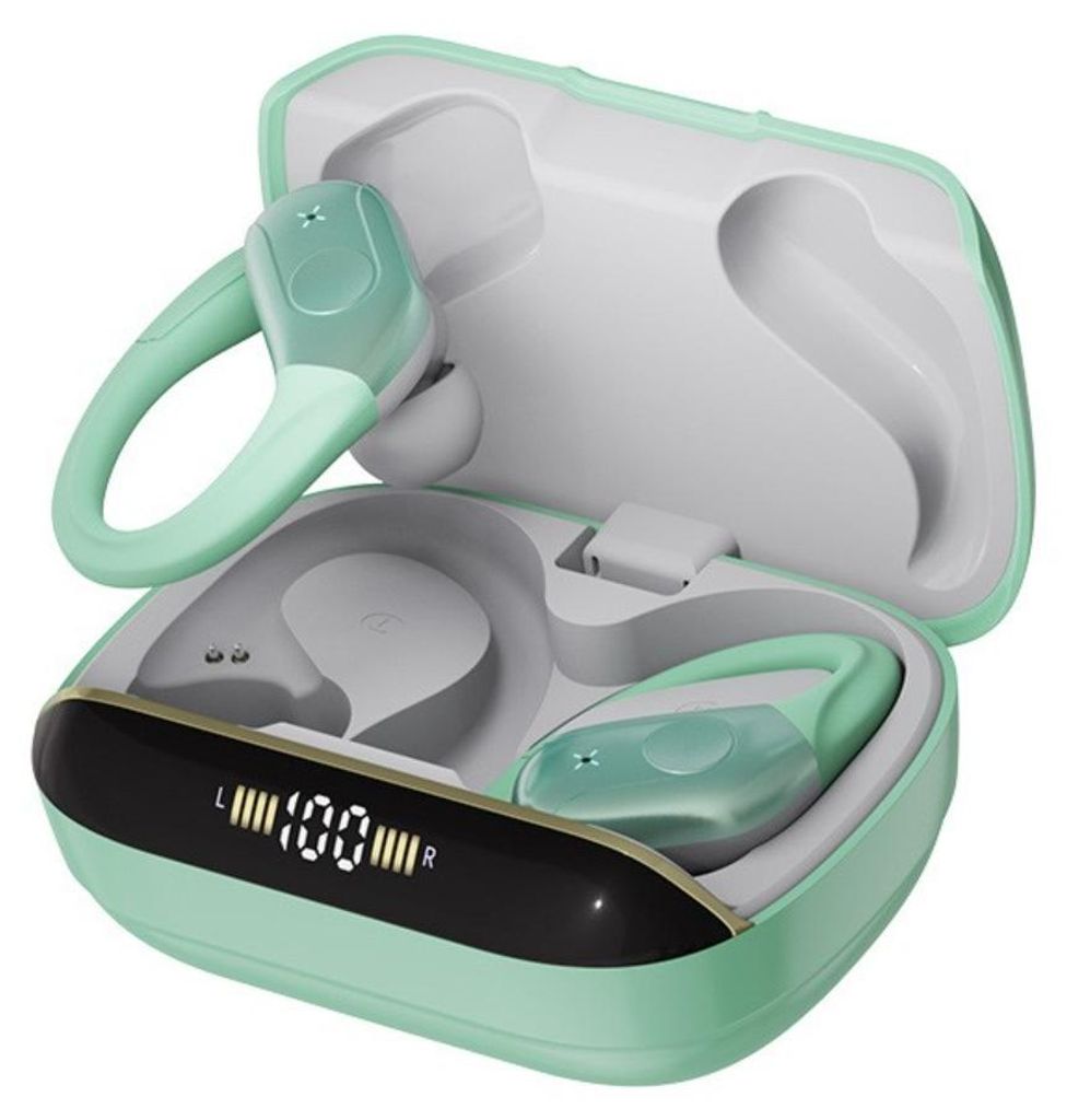 INF T12DNS Rauschminderung Ohrhaken Sport Bluetooth 6.0 ABS 8.3x5.9x3.5cm Grün