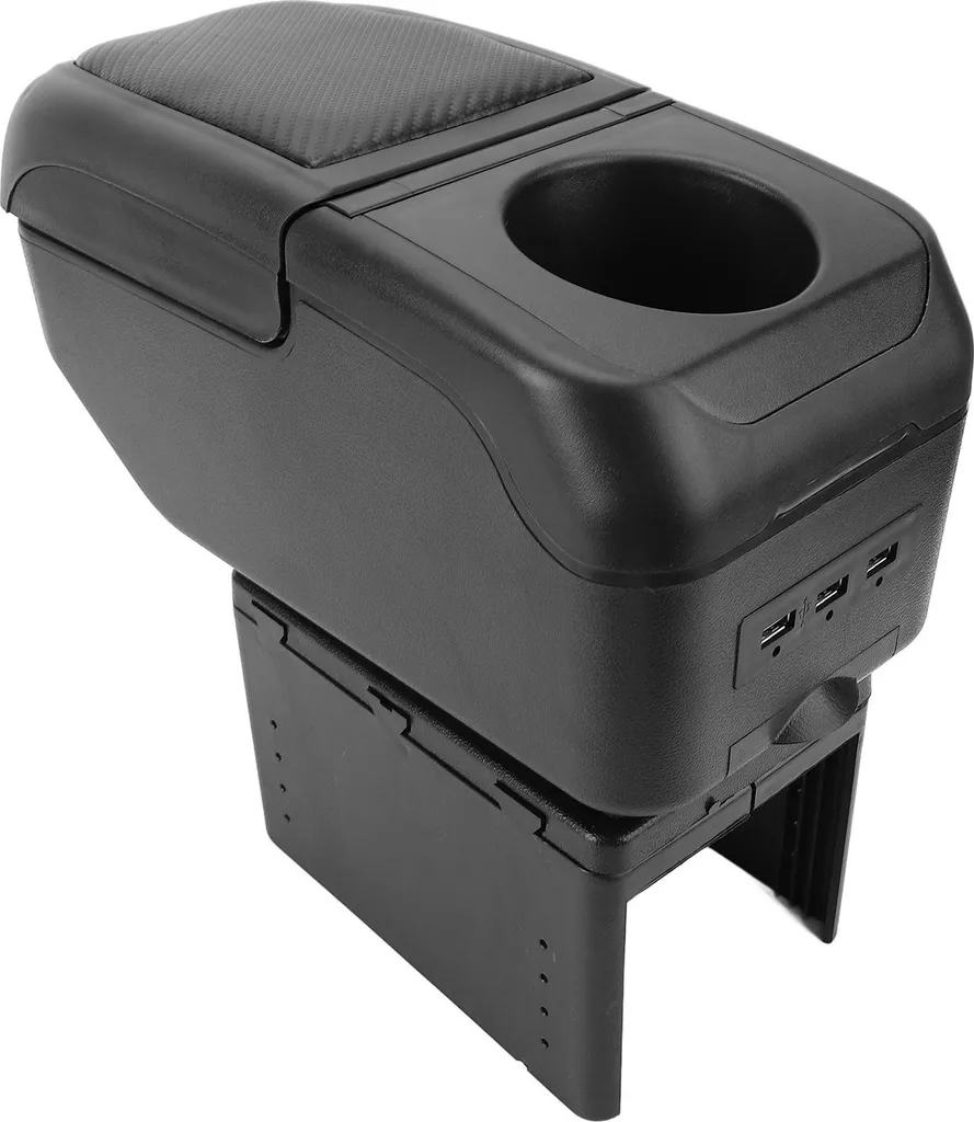 Accoudoir Central Voiture Universel Noir Double Couche à 6 Ports USB