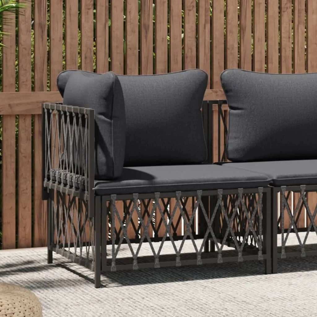 The Living Store divano angolare da giardino con cuscini in tessuto antracite