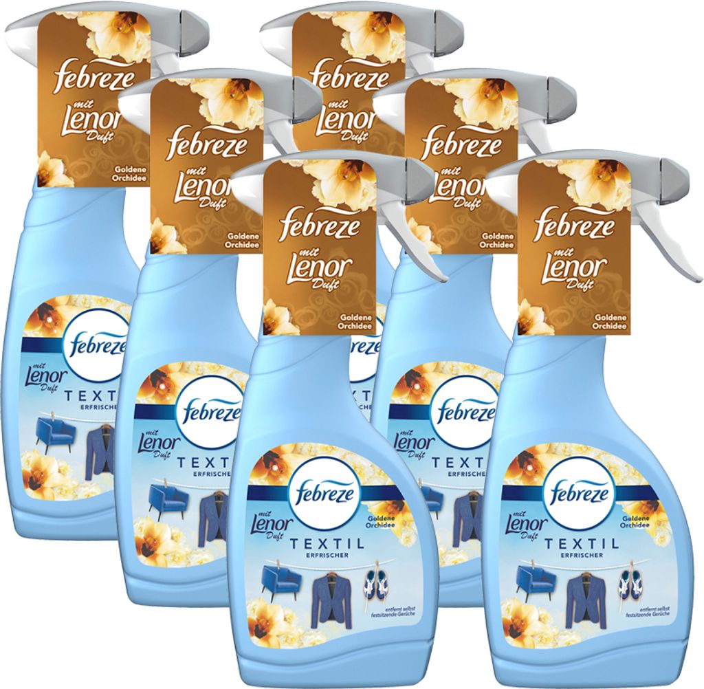 6 x Febreze & Lenor Goldene Orchidee Textilerfrischer-Spray, 6 x 500ml