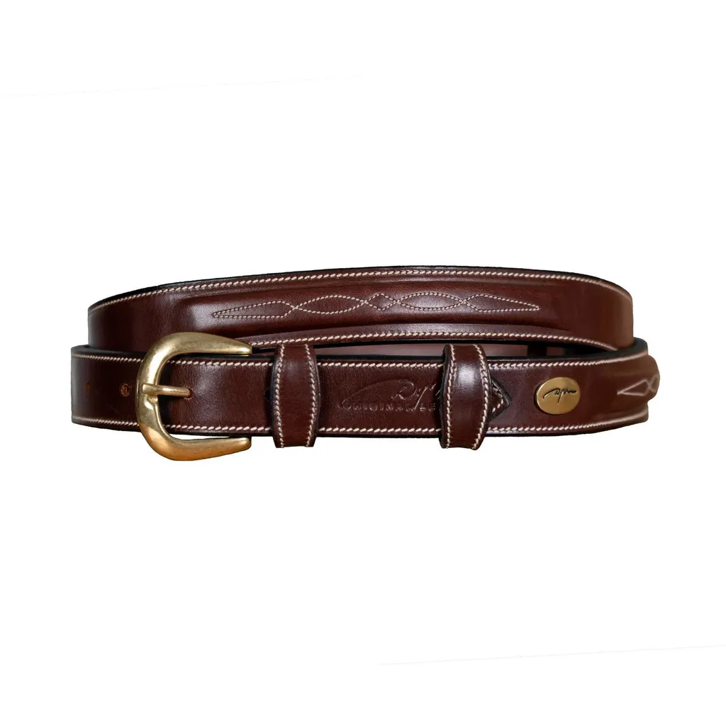 Ceinture cuir Dyon Fancy Stitch pour concours hippique et entraînement