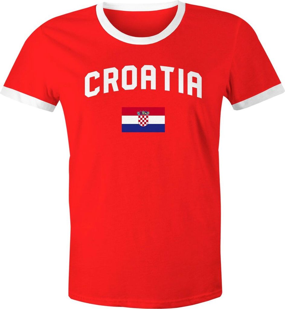 Herren WM-Shirt Kroatien Croatia Hrvatska WM Fußball Weltmeisterschaft 2018 World Cup Moonworks rot-weiß S