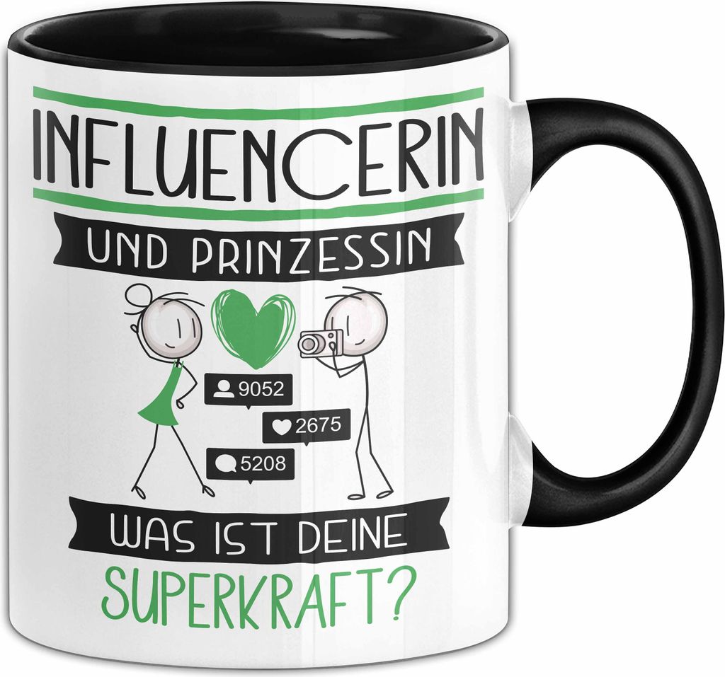Influencerin Und Prinzessin Tasse Geschenk Für Eine Influencerin Geburtstag Was Ist Deine Superkraft (Schwarz)