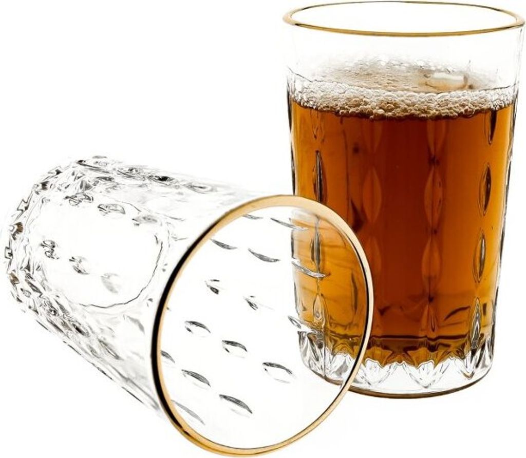 12-teiliges Gläser-Set - modernes Tropfendesign mit Goldumrandung 150 ml