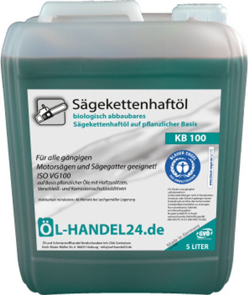 Kettenöl 4 x 5 Liter KB 100 Sägekettenhaftöl Sägekettenöl Haftöl Blauer Engel" nach neuester RAL-UZ 178