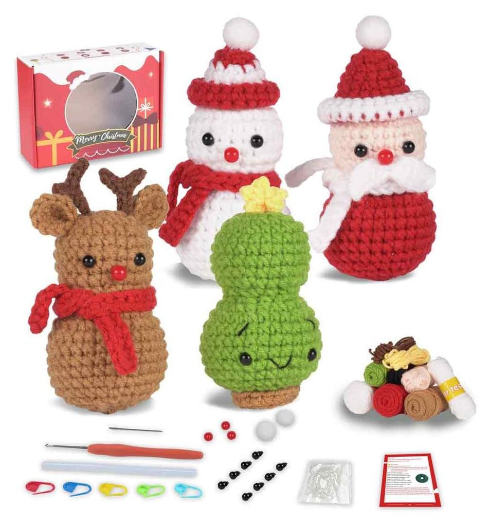 Strickset für Anfänger, Weihnachtsschneehaus-Set, Strick-Starterset mit Schritt-für-Schritt-Videoanleitungen, Garn, DIY-Stricken, Strickzubehör...