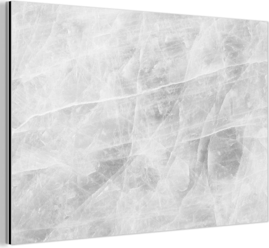 MuchoWow Wanddekoration Metall Metallbild Wandkunst 30x20 cm Marmor - Stein - Weiß - Luxus - Marmoroptik MuchoWow Aluminium Gemälde - Aluminiumge...
