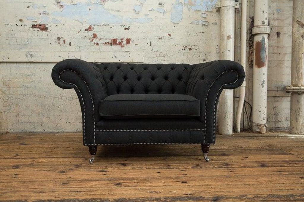 Chesterfield Sessel Fernseh Couch 1 Sitzer Sofa Textil Stoff Couchen Polster 201