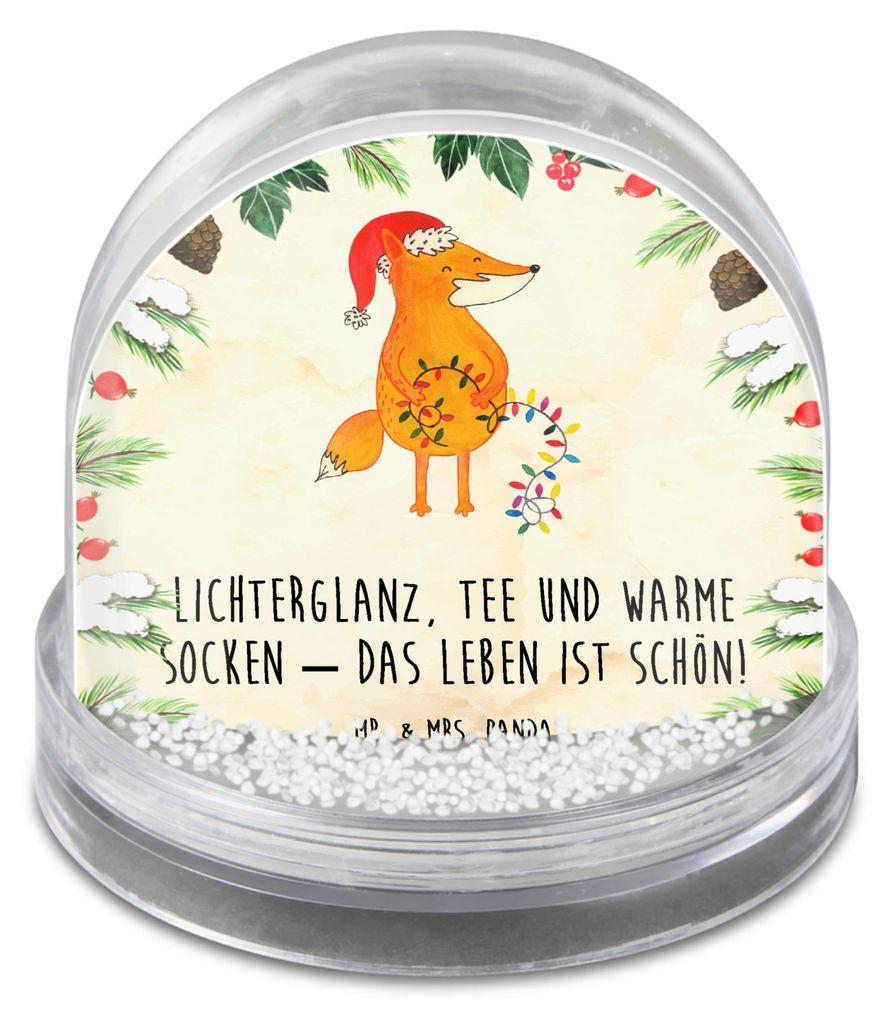 Mr. & Mrs. Panda Schneekugel Fuchs Weihnachten - Naturpapier - Geschenk, Weihnachtszeit, Winter, dekoartikel, Heiligabend, wohnaccessoire, Nikolaus...