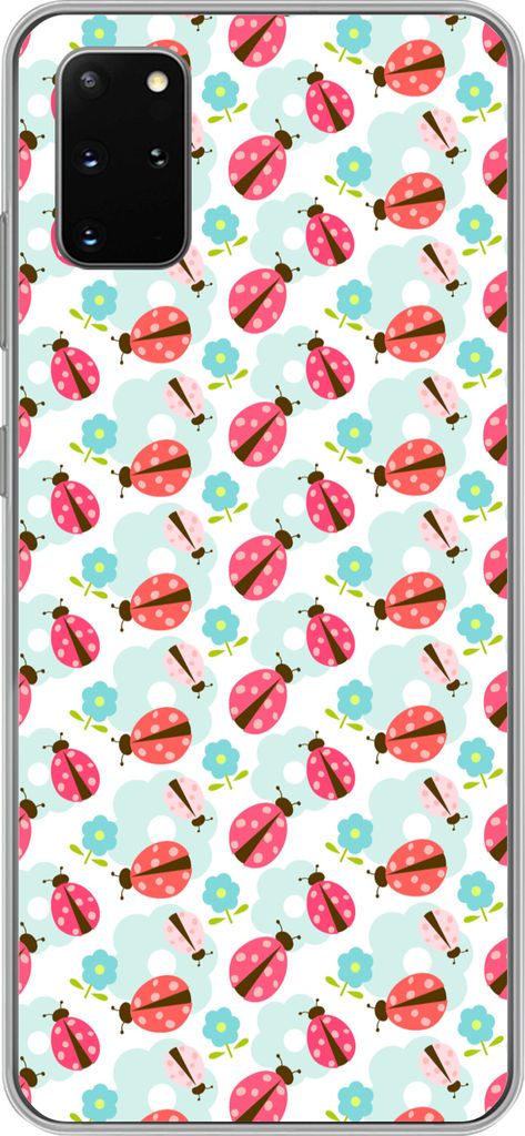 MuchoWow Handyhülle Schutzhülle Hülle für Telefoonhoesje Samsung Galaxy S20 Plus Mädchen - Marienkäfer - Blumen - Muster - Mädchen - Kinde...