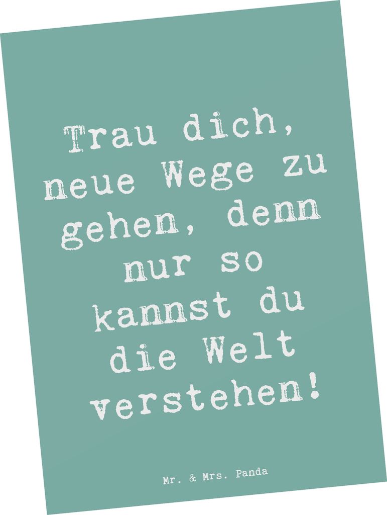 Mr. & Mrs. Panda Ansichtskarte Spruch Unbekannte Orte erkunden - Meeresbrise - Geschenk, Zuversicht, inspirierende Designs, abseits der gewohnten B...